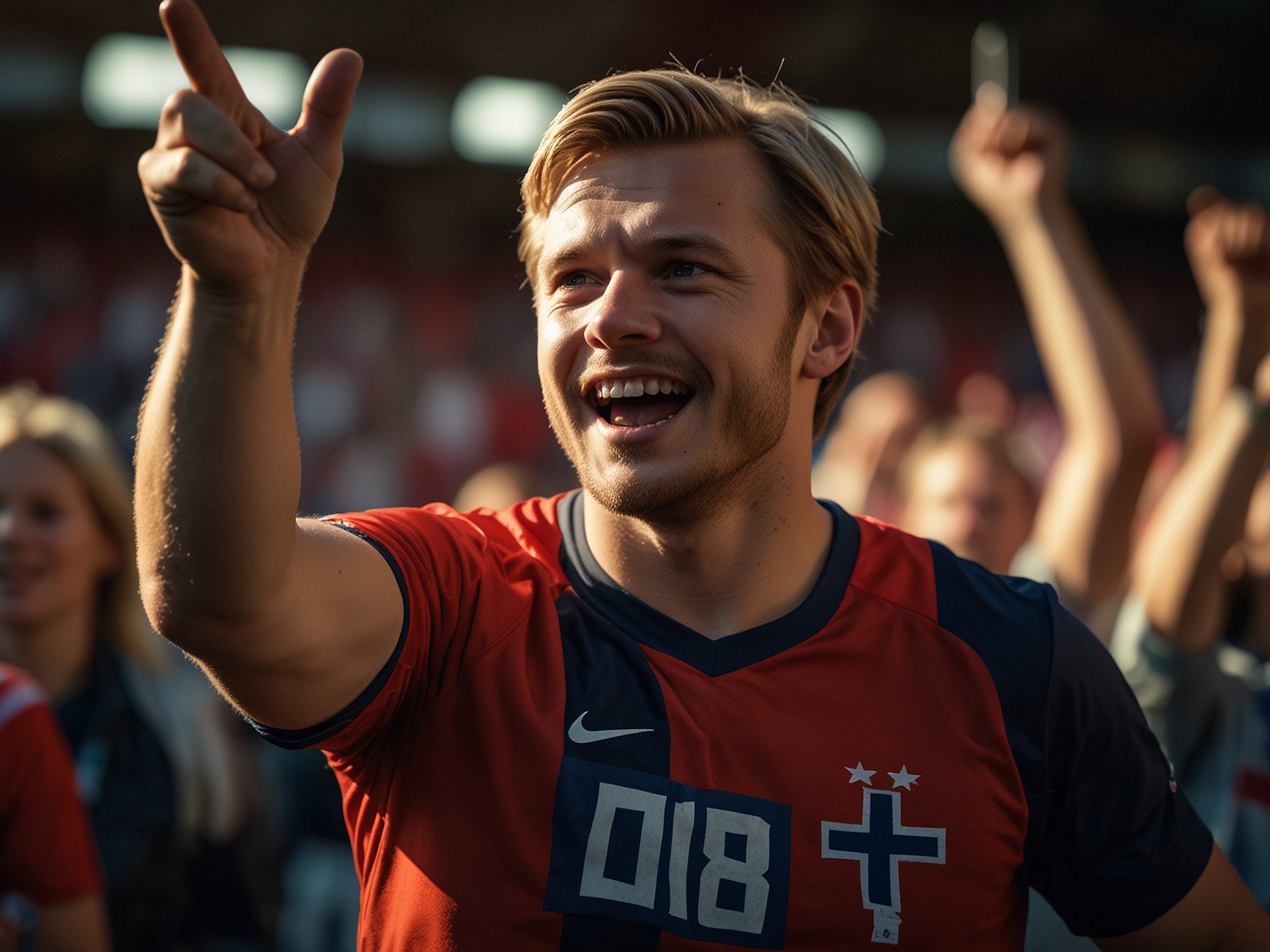 Cheering football fans at a stadium representing Svenbet